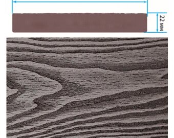 Террасная доска TerraPol СМАРТ 3D полнотелая без паза Черное дерево 1901 3000х131х22 мм